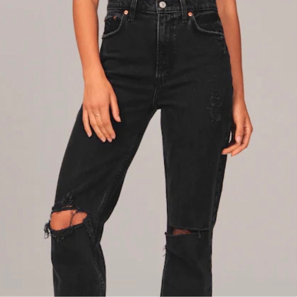 Abercrombie Ultra High Rise 90s Straight Black Jeans